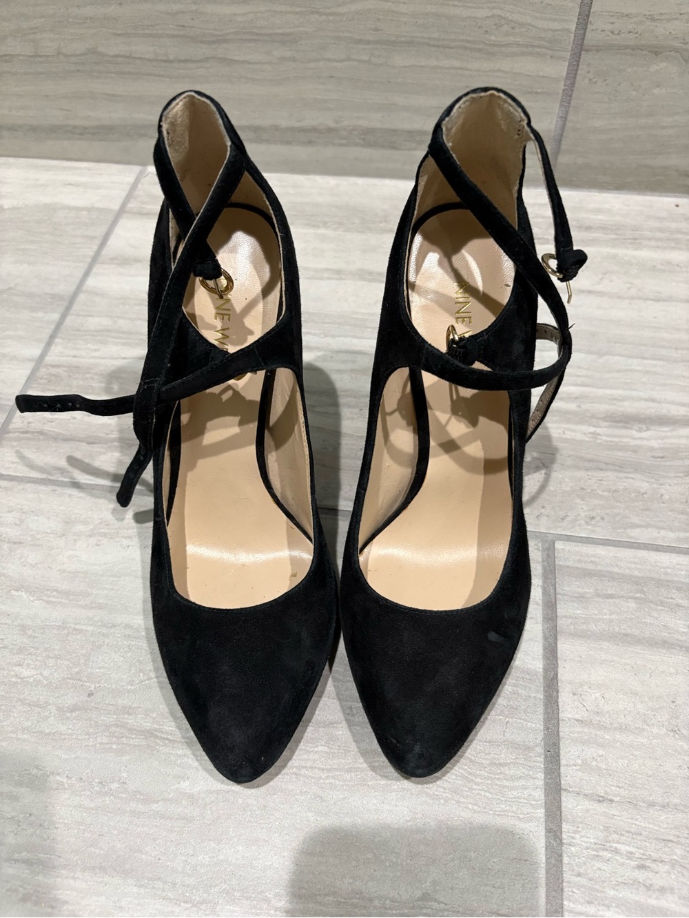 Nine West Black Faux Suede Heels Size 7.5